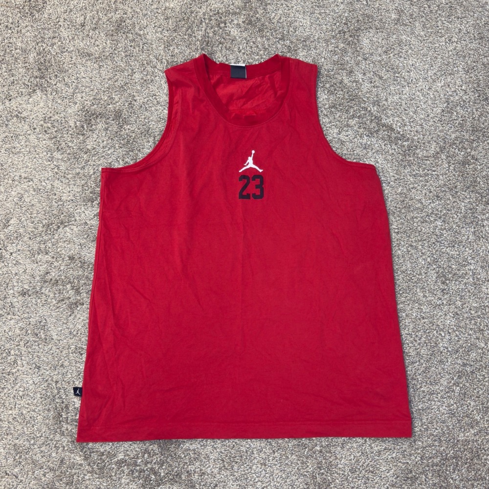 Jordan Mens Red Jumpman 23 Basketball Tank Top Jersey XL